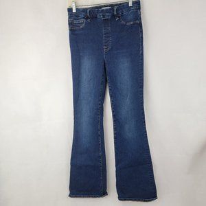 GOOD AMERICAN Womens 3 LARGE Jeans Pull On Flare BLUE Indigo GLF478T